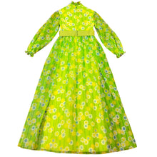 Load image into Gallery viewer, Vintage 60s Green Groovy Boho Flower Maxi Dress Size Small