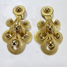 Load image into Gallery viewer, Vintage 80s 90s Chunky Gold Chandelier Clip On Statement Earrings Signed