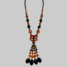 Load image into Gallery viewer, Vintage Carnelian & Black Onyx Statement Pendant Necklace