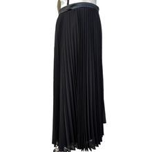 Load image into Gallery viewer, Black Chiffon Pleated Women Skirt Faux Leather Size 8