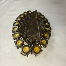 Load image into Gallery viewer, Antique Filigree Citrine Glass Sash Brooch