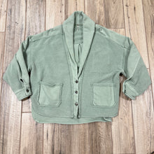 Load image into Gallery viewer, Free People Sage Green Fleece Shawl Collar Cardigan Slouchy Cozy Fit Small
