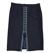 Load image into Gallery viewer, Y2K BCBG Maxazria Black Leather Trim Lace up Pencil Skirt Size Medium