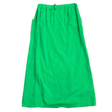 Load image into Gallery viewer, Green Cotton Linen Maxi Skirt With Pockets Size Medium