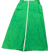Load image into Gallery viewer, Green Cotton Linen Maxi Skirt With Pockets Size Medium