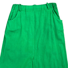 Load image into Gallery viewer, Green Cotton Linen Maxi Skirt With Pockets Size Medium