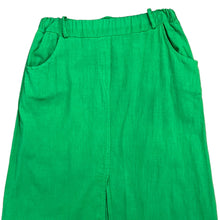 Load image into Gallery viewer, Green Cotton Linen Maxi Skirt With Pockets Size Medium