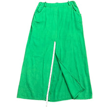 Load image into Gallery viewer, Green Cotton Linen Maxi Skirt With Pockets Size Medium