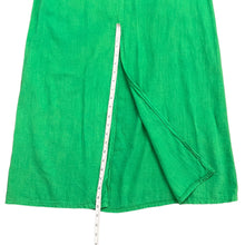 Load image into Gallery viewer, Green Cotton Linen Maxi Skirt With Pockets Size Medium
