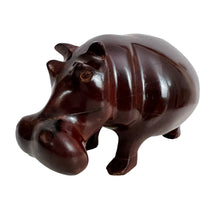 Load image into Gallery viewer, Hand Carved Heavy Wooden Hippo 3.5" Tall