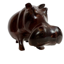 Load image into Gallery viewer, Hand Carved Heavy Wooden Hippo 3.5" Tall