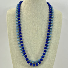 Load image into Gallery viewer, 1960s Blue Silk Wrapped Beaded Necklace Set of Two Royal Blue and Baby Blue 15"