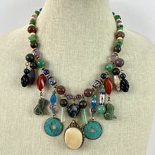 Load image into Gallery viewer, Turquoise Lapis Semi Precious Stones Chandelier Necklace 18.5"