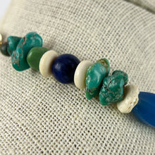 Load image into Gallery viewer, Boho Turquoise Lapis Semi Precious Stones Statement Necklace 18.5"