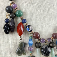 Load image into Gallery viewer, Boho Turquoise Lapis Semi Precious Stones Statement Necklace 18.5"