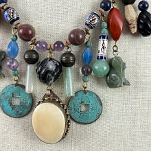 Load image into Gallery viewer, Boho Turquoise Lapis Semi Precious Stones Statement Necklace 18.5"