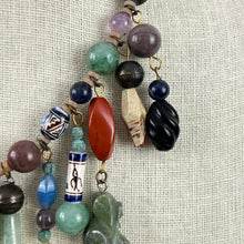 Load image into Gallery viewer, Boho Turquoise Lapis Semi Precious Stones Statement Necklace 18.5"