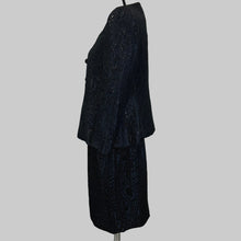 Load image into Gallery viewer, Vintage Black Metallic Brocade Skirt Suit Size Medium 8/10
