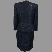 Load image into Gallery viewer, Vintage Black Metallic Brocade Skirt Suit Size Medium 8/10