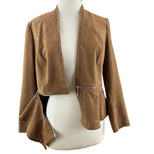 Load image into Gallery viewer, Chico's Convertible Brown Sueded Peplum Jacket Size 1