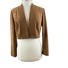 Load image into Gallery viewer, Chico's Convertible Brown Sueded Peplum Jacket Size 1