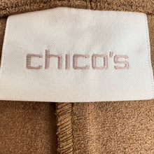 Load image into Gallery viewer, Chico's Convertible Brown Sueded Peplum Jacket Size 1