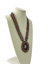 Load image into Gallery viewer, Vintage Woven Glass Seed Bead Medallion Pendant Necklace