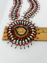Load image into Gallery viewer, Vintage Woven Glass Seed Bead Medallion Pendant Necklace