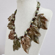 Load image into Gallery viewer, Carved Genuine Jasper & Agate Leaf Statement Necklace Joan Rivers