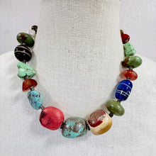 Load image into Gallery viewer, Vintage Mixed Stone Pearl & Tested 800 Silver Bead Necklace 16.5"