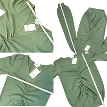 Load image into Gallery viewer, Sage Ruched V-Neck Knit Sweater Size Small