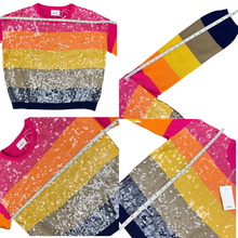 Load image into Gallery viewer, Color Block Sequin Knit Pullover Sweater Size Small