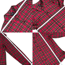 Load image into Gallery viewer, Red Plaid 100% Wool Fringed Button Up Flannel Shirt Size M