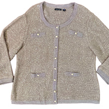 Load image into Gallery viewer, Vintage Michael Simon Wool Blend Sequin Knit Button Sweater Beige 2X