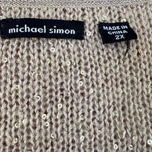 Load image into Gallery viewer, Vintage Michael Simon Wool Blend Sequin Knit Button Sweater Beige 2X