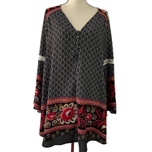 Load image into Gallery viewer, Umgee Black Floral Bell Sleeve Boho Dress Size S