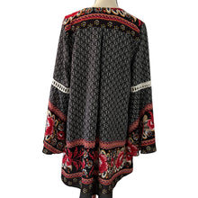 Load image into Gallery viewer, Umgee Black Floral Bell Sleeve Boho Dress Size S