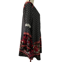 Load image into Gallery viewer, Umgee Black Floral Bell Sleeve Boho Dress Size S