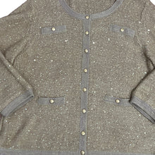 Load image into Gallery viewer, Beige Wool Blend Sequin Knit Cardigan Sweater 2X