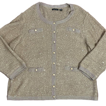 Load image into Gallery viewer, Beige Wool Blend Sequin Knit Cardigan Sweater 2X