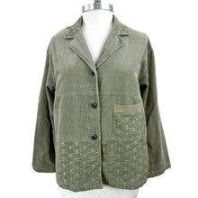 Load image into Gallery viewer, Vintage Light Green Corduroy Embroidered Jacket Petite Medium