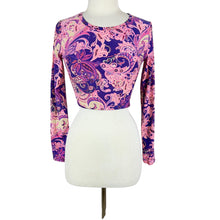 Load image into Gallery viewer, Purple Cropped long sleeve Rash Guard Size Small