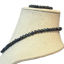 Load image into Gallery viewer, Round Freshwater Fresh Water Pearls Dyed Blue Necklace Set