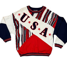 Load image into Gallery viewer, VTG USA World Cup Coogi Style Tundra Sweater Mens Biggie Knit Colorful 90s Large