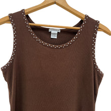 Load image into Gallery viewer, VTG Y2K Brown Scoop Neck Bling Tank Top Size L