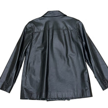 Load image into Gallery viewer, Beautiful Women's Ellen Tracy Black Leather Double Breasted Jacket Size 6