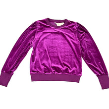 Load image into Gallery viewer, Magenta Velour Pleat Shoulder Sweater Size Small