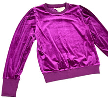 Load image into Gallery viewer, Magenta Velour Pleat Shoulder Sweater Size Small
