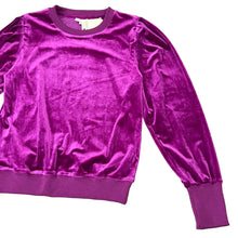 Load image into Gallery viewer, Magenta Velour Pleat Shoulder Sweater Size Small