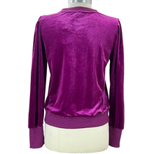 Load image into Gallery viewer, Magenta Velour Pleat Shoulder Sweater Size Small